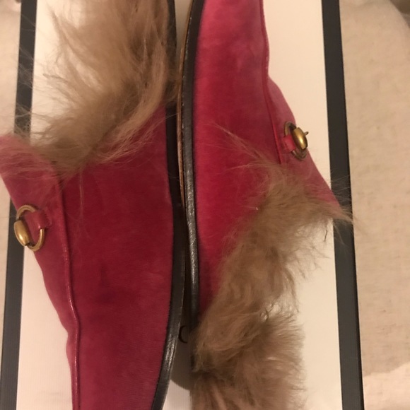Gucci Princetown Velvet Mules w Fur; size 36.5 - Picture 6 of 8